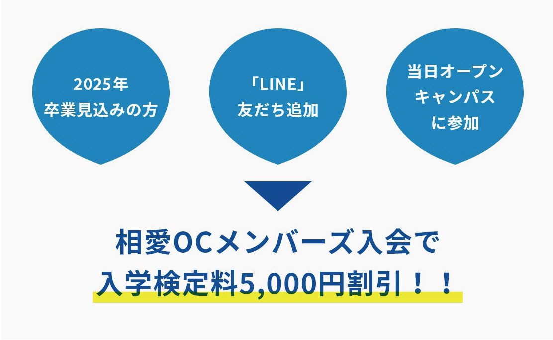 相愛OCメンバーズ入会で入学検定料5,000円割引！！